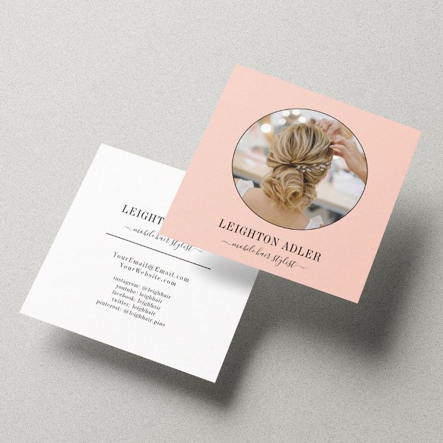 Tarjeta De Presentación Elegante y moderno guión de Moda estilo pelo rosa  (Subido por el creador)