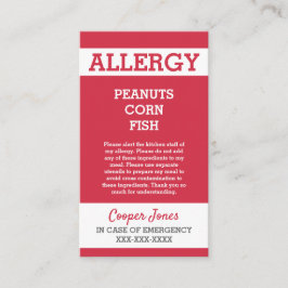 Tarjeta De Presentación Emergencia roja de encargo del restaurante de la