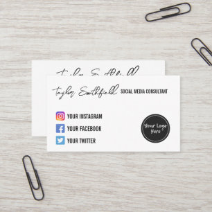 Tarjeta de presentación en Instagram Twitter calig
