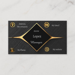 Tarjeta de presentación en negro y oro