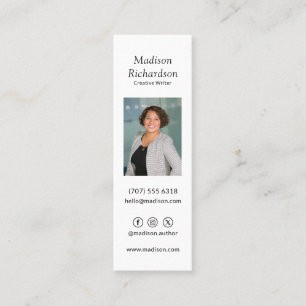 Tarjeta De Presentación Escritor moderno foto minimalista negro blanco