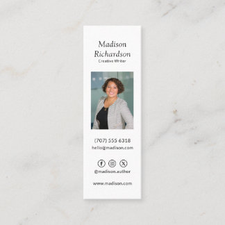 Tarjeta De Presentación Escritor moderno foto minimalista negro blanco