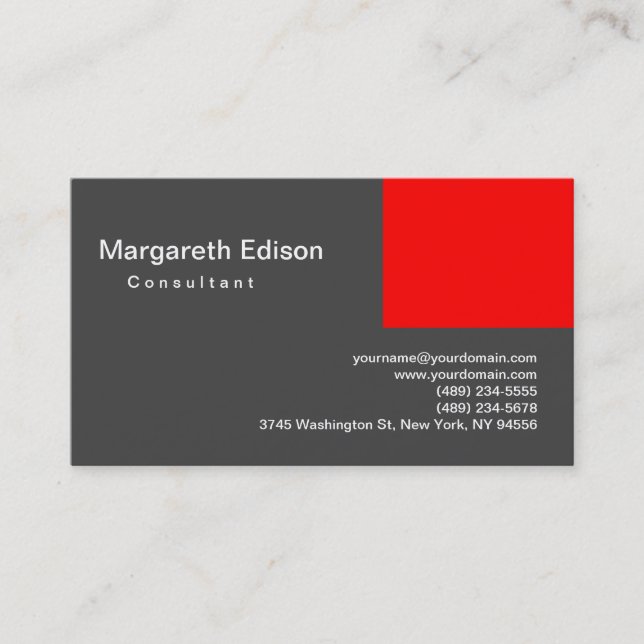 Tarjeta de presentación estándar Gris claro y rojo (Anverso)