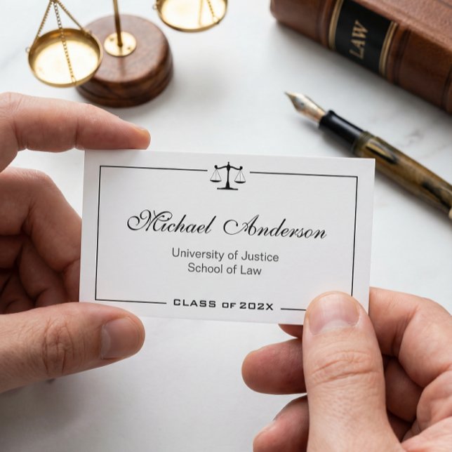 Tarjeta De Presentación Estudiante de Derecho Blanco y Negro Simple y Limp (Subido por el creador)