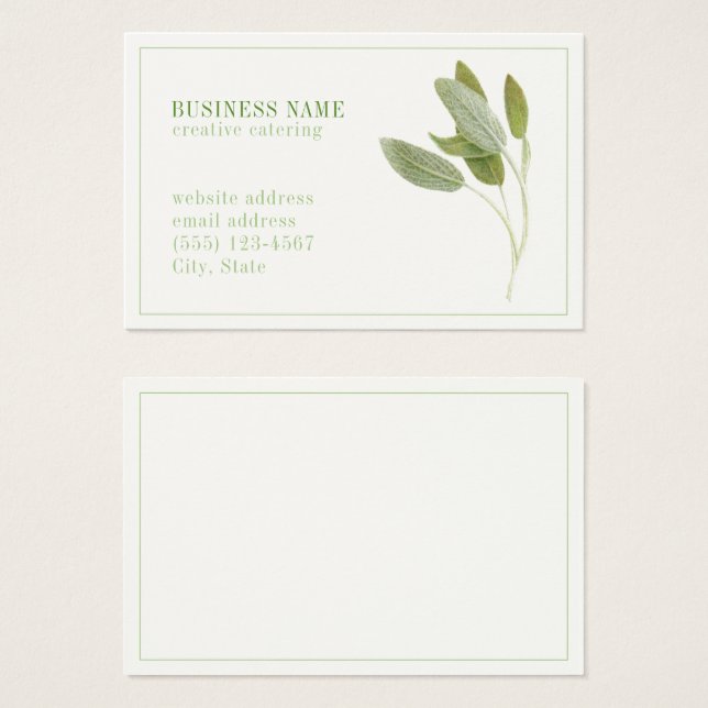 Tarjeta de presentación Euro FRESCO SAGE (Anverso y reverso)