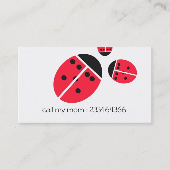 Tarjeta De Presentación familia de mariquitas (Anverso)