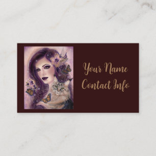 Tarjeta De Presentación Fantasías con gato de Renee Lavoie