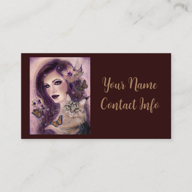 Tarjeta De Presentación Fantasías con gato de Renee Lavoie (Anverso)