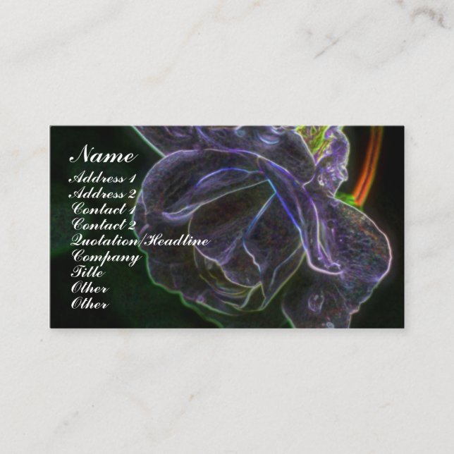 Tarjeta de presentación Fantasy Purple Rosa Flower (Anverso)