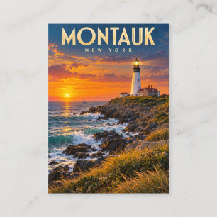Tarjeta De Presentación Faro de Montauk Point al atardecer Nueva York