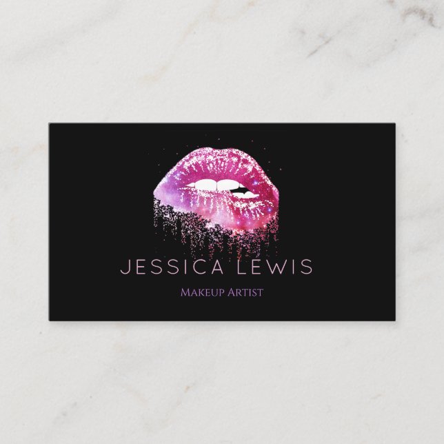 Tarjeta De Presentación Fashionable drip rose from ombre gold lips (Anverso)