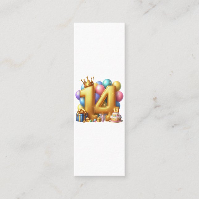 Tarjeta De Presentación Feliz cumpleaños dorado 14 (Anverso)