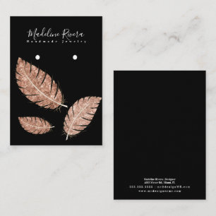 Tarjeta De Presentación Fethers Faux Gold Black Earring Display Card