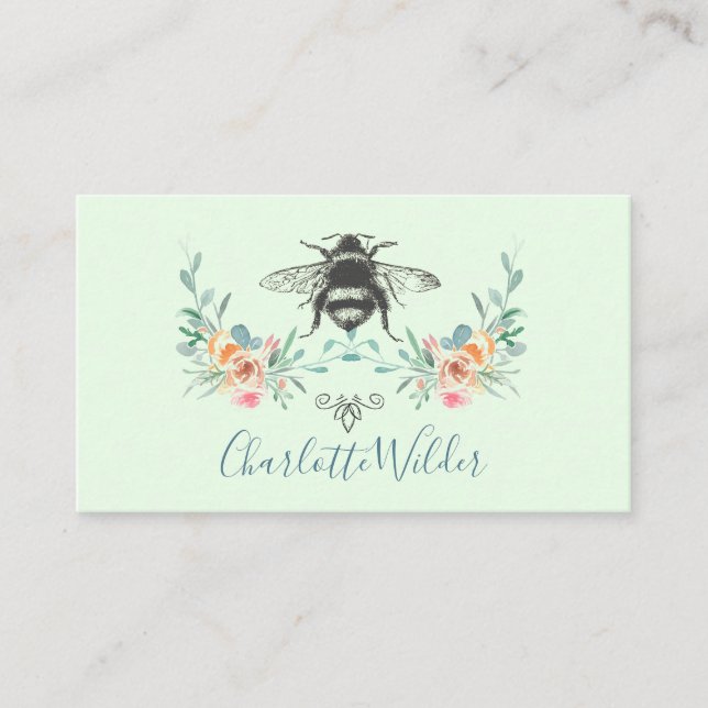 Tarjeta De Presentación Firma de guión Verde de abeja personalizado (Anverso)