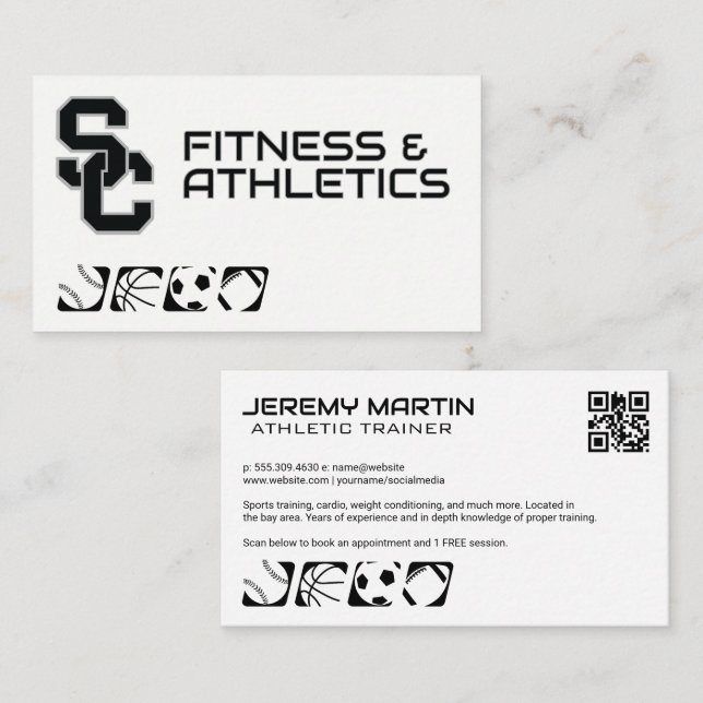 Tarjeta de presentación Fitness Athletics (Anverso / Reverso)