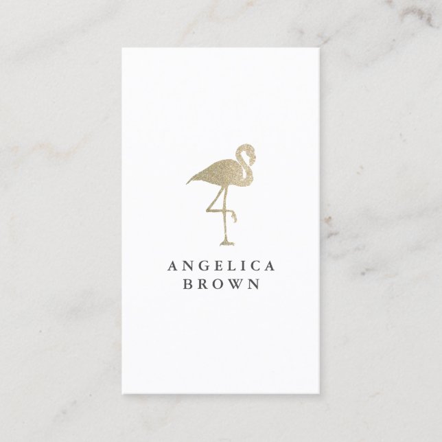 Tarjeta de presentación Flamingo Purpurina (Anverso)