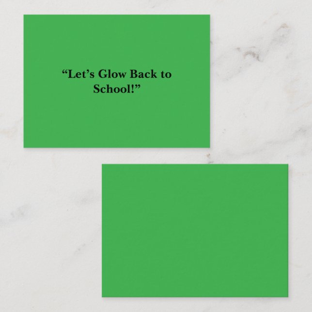 Tarjeta De Presentación Flat Neon Green Background – School Texture (Anverso / Reverso)