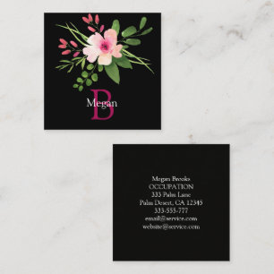 Tarjeta De Presentación Flor de acuarela, nombre, monograma e información