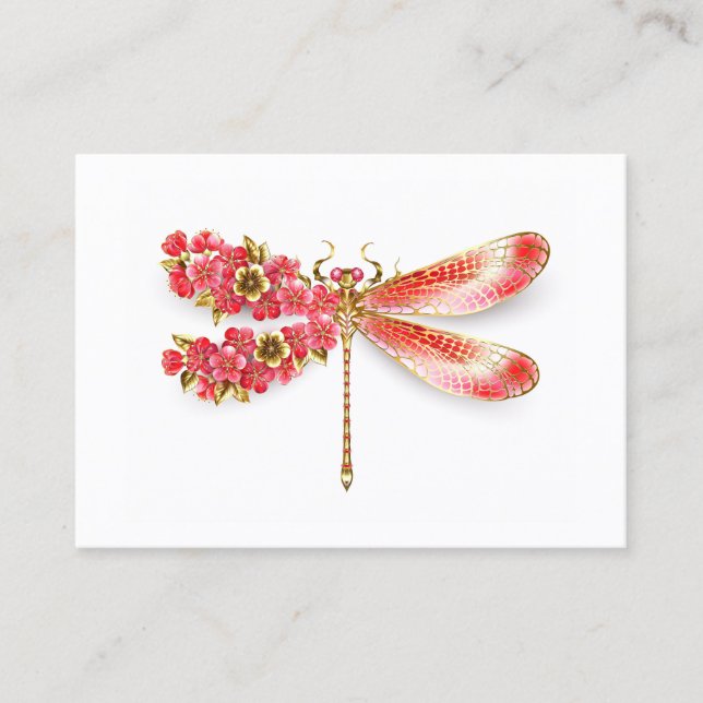Tarjeta De Presentación Flor libélula con sakura de joyas (Anverso)