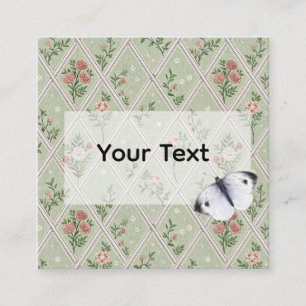 Tarjeta De Presentación Flor Vintage Verde Campestre