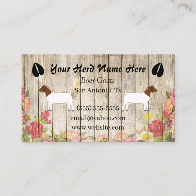 Tarjeta de presentación Floral Boer Goat (Anverso)