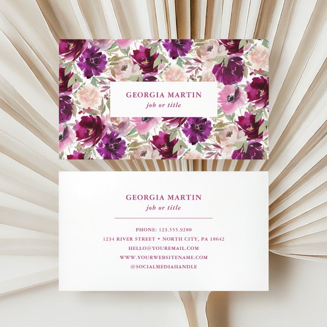 Tarjeta de presentación floral de color rosa magen (Subido por el creador)