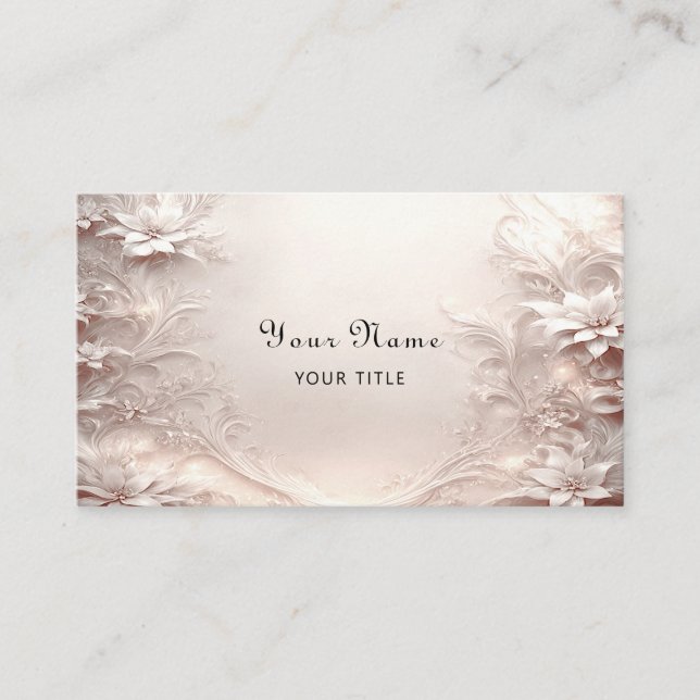Tarjeta de presentación Floral de marfil blanca (Anverso)