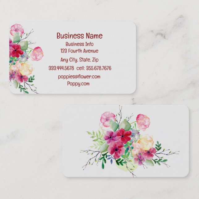 Tarjeta de presentación floral de país Personaliza (Anverso / Reverso)