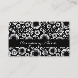 Tarjeta de presentación floral en blanco y negro