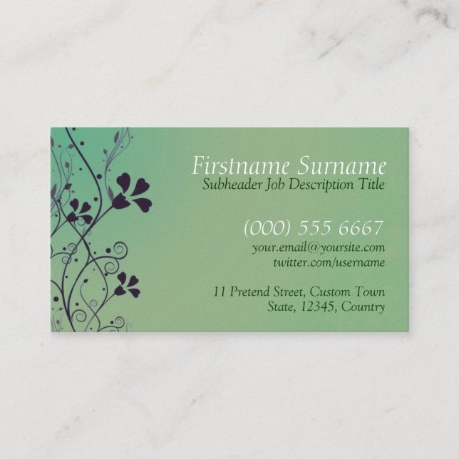 Tarjeta de presentación Floral Green Wash (Anverso)