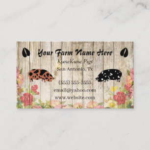 Tarjeta de presentación Floral Kune Kune Pig
