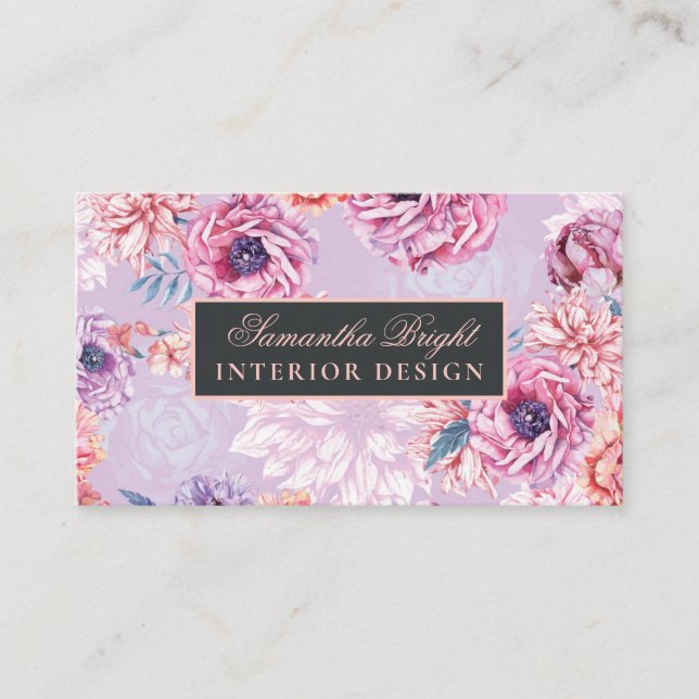 Tarjeta de presentación floral mínima Delicada (Anverso)