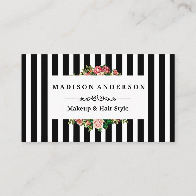 Tarjeta de presentación floral moderna de Stripe (Anverso)
