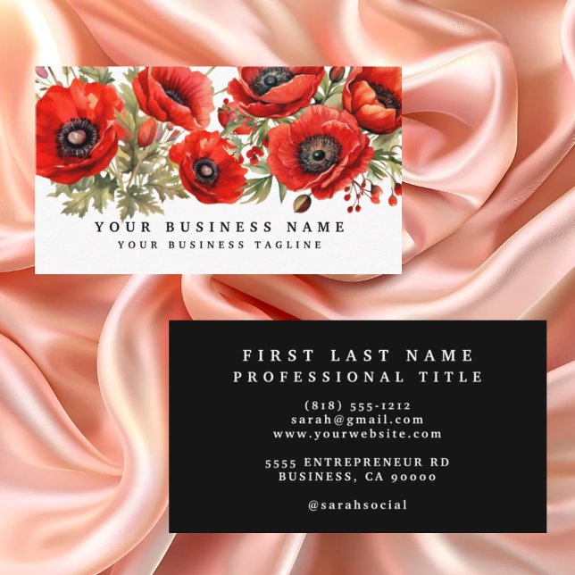 Tarjeta de presentación floral Red Poppies (Subido por el creador)