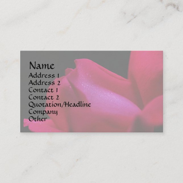 Tarjeta de presentación floral Red Rosebud Raindro (Anverso)