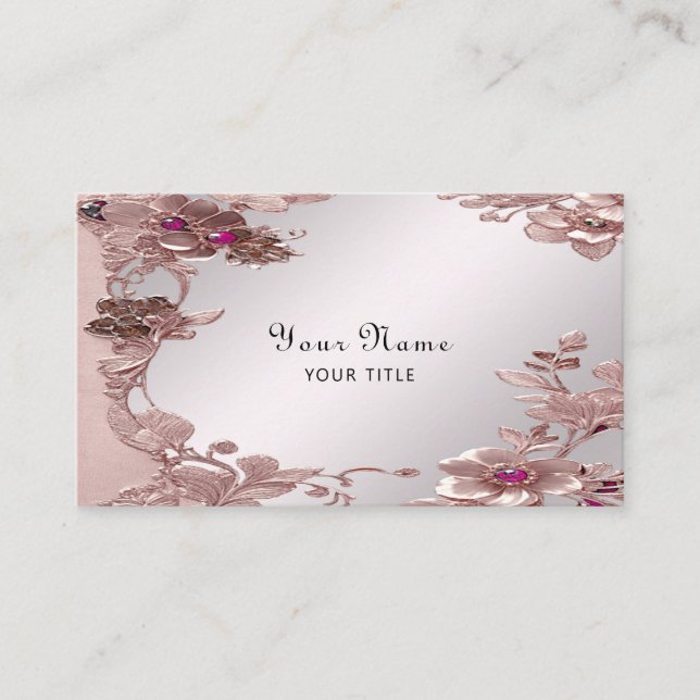 Tarjeta de presentación floral rosa Ornate (Anverso)