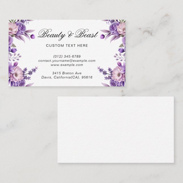 Tarjeta de Presentación Floral Rosa Profundo Moder (Anverso / Reverso)