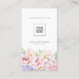 Tarjeta de presentación floral simple con código Q