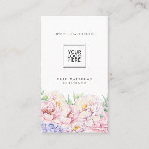 Tarjeta de presentación floral simple con código Q