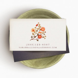 Tarjeta De Presentación Flores de Naranja rojo floral vintage