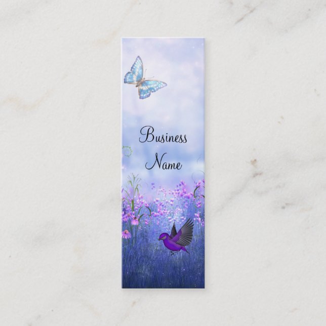Tarjeta de presentación Flores Púrpura Pájaros Del (Anverso)