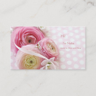 Tarjeta De Presentación Flores rosas en puntos de polka