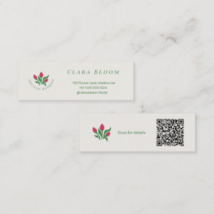 Tarjeta De Presentación Florista Artesanal Minimalista Código QR Botánico