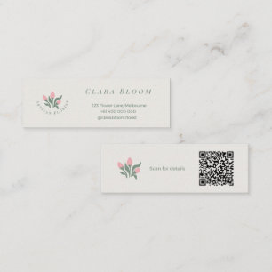 Tarjeta De Presentación Florista Artesanal Minimalista Código QR Botánico