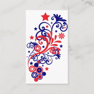 Tarjeta De Presentación Florituras Patrióticas, Estrellas y Remolinos