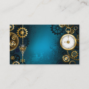 Tarjeta De Presentación Fondo turquesa de vapor con engranajes