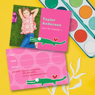 Tarjeta De Presentación Foto de Caimán Verde de Dibujos Animados Divertida