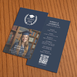 Tarjeta De Presentación Foto de graduado azul de la Marina personalizada N