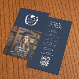 Tarjeta De Presentación Foto de graduado azul de la Marina personalizada N
