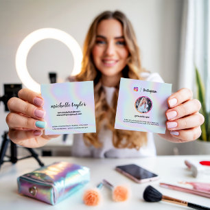 Tarjeta De Presentación Foto de Instagram de moda de arcoiris holográfico 